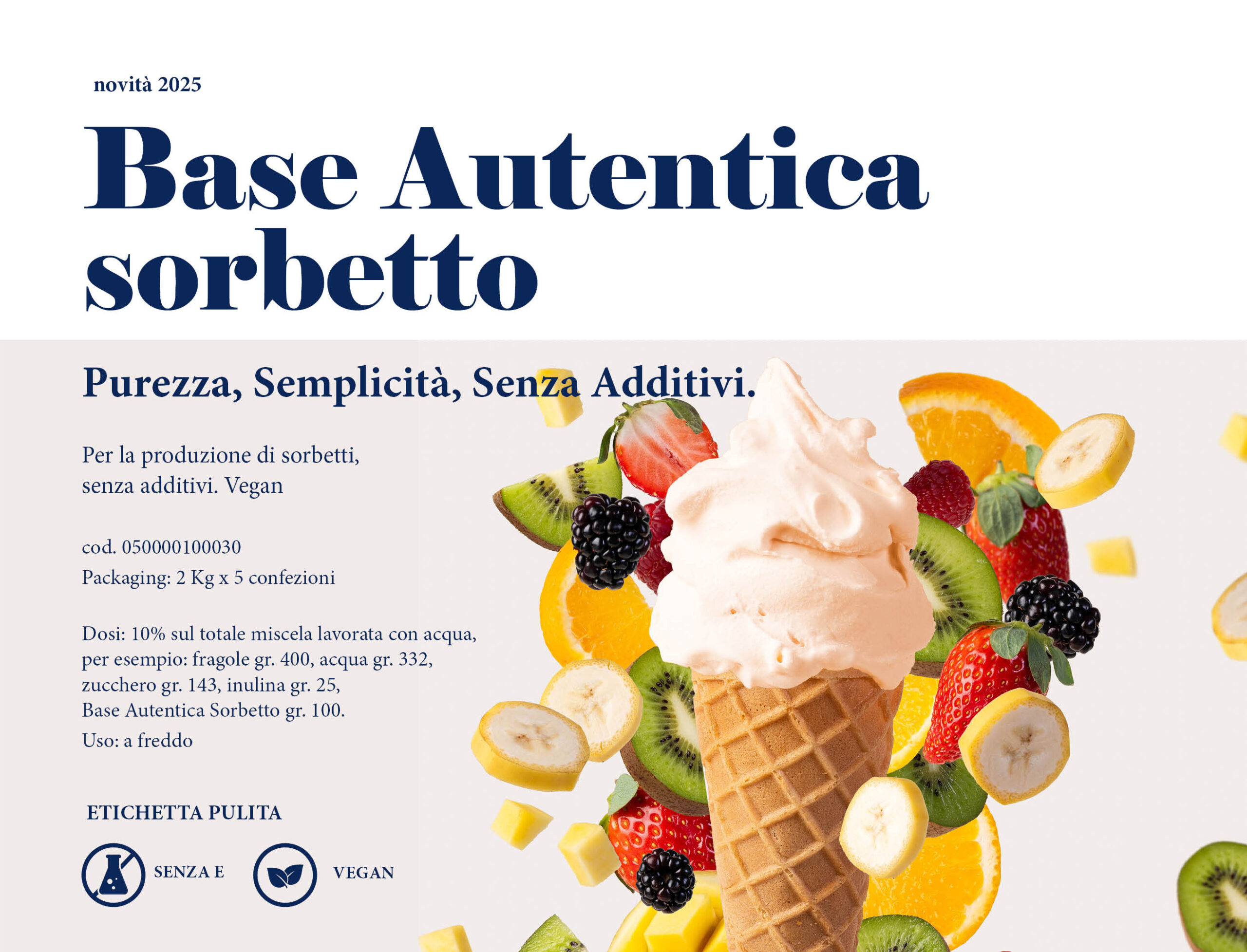 Base per produrre un sorbetto senza additivi. Vegan