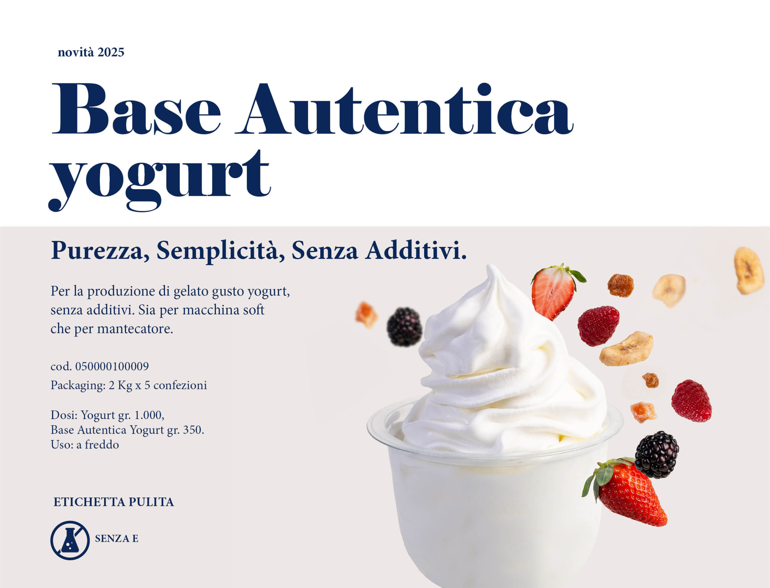 Novità gelato 2025: Base per produrre un gelato allo yogurt senza additivi.