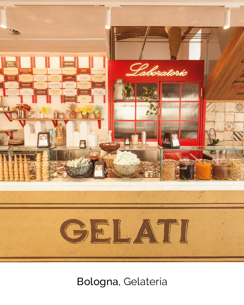 progettazione e arredamento su misura Gelateria Vecchia Stalla Bologna